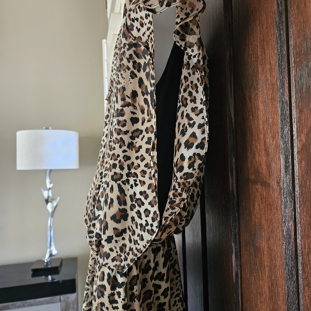 Last Tango Leopard Print Jumpsuit With Chiffon Ov… - image 6